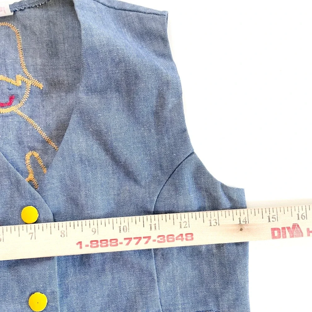 Denim Patchwork Scarecrow Vest Vintage 70s Sz 10 Kids Patchwork Quilted Boho